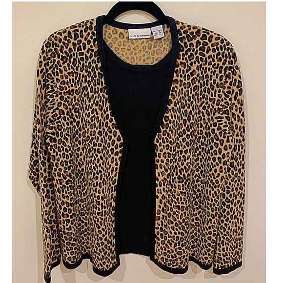 Croft & Barrow Cardigan layered 2-piece Leopard print cardigan Size L - Picture 3 of 9